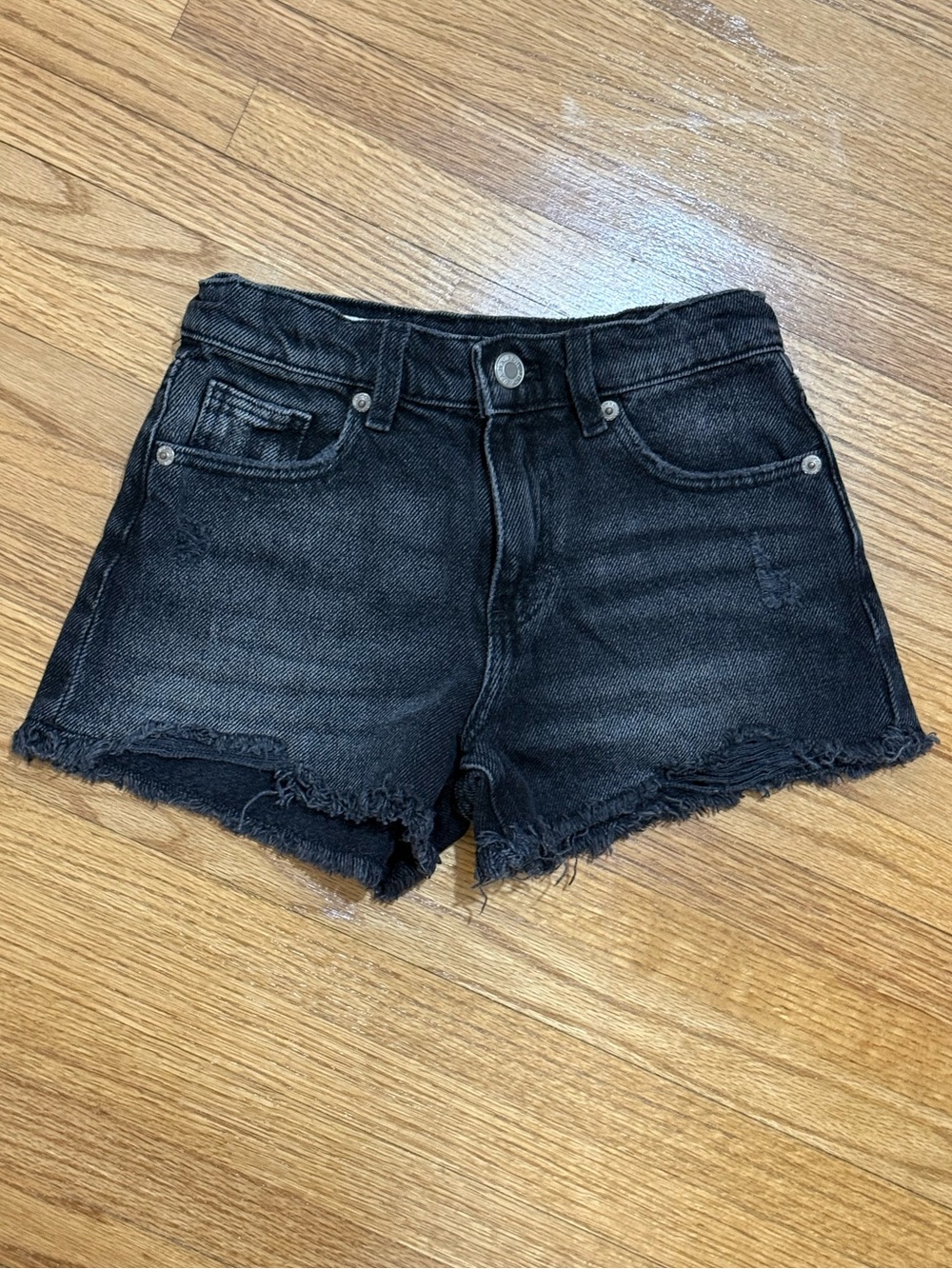 Zara Girls Black Denim Distressed Cutoff Shorts Size 7 NWOT